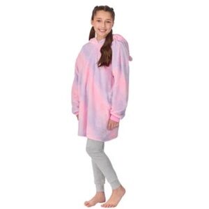 Saint Eve Kids Girls Hooded Fleece Sleeper Pink Unicorn, S 7/8 NWT